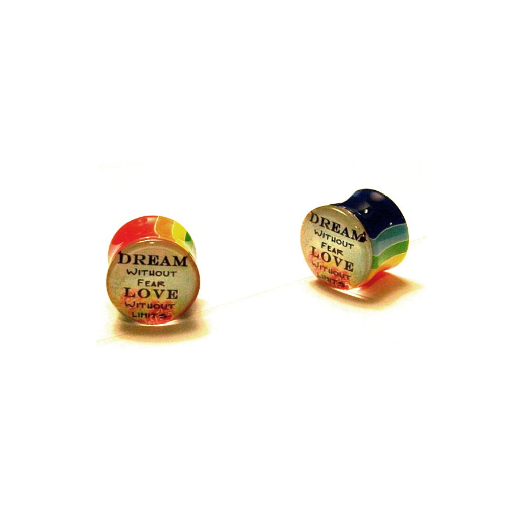 Rainbow Stripe Single Flared Ear Gauge Plugs  1p